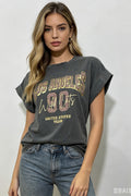 T-shirt femme stretch noir — Imprimé original, Coton & Élasthanne