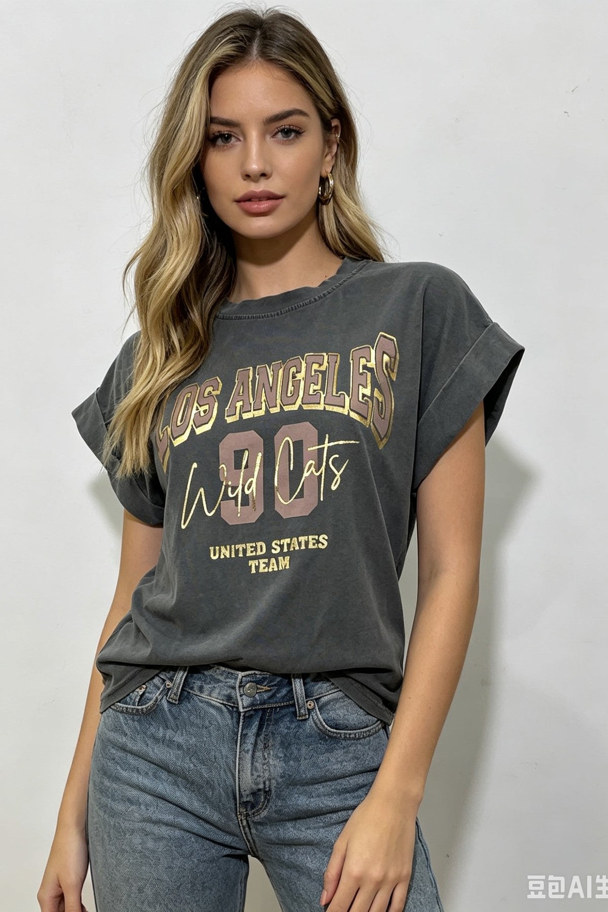 T-shirt femme stretch noir — Imprimé original, Coton & Élasthanne