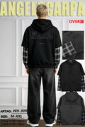 Sweat homme à capuche effet double sous-chemise — Look 2-en-1 original